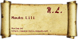 Mauks Lili névjegykártya
